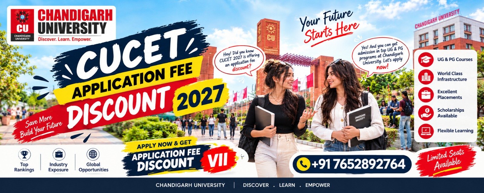 CUCET application fee discount 2027