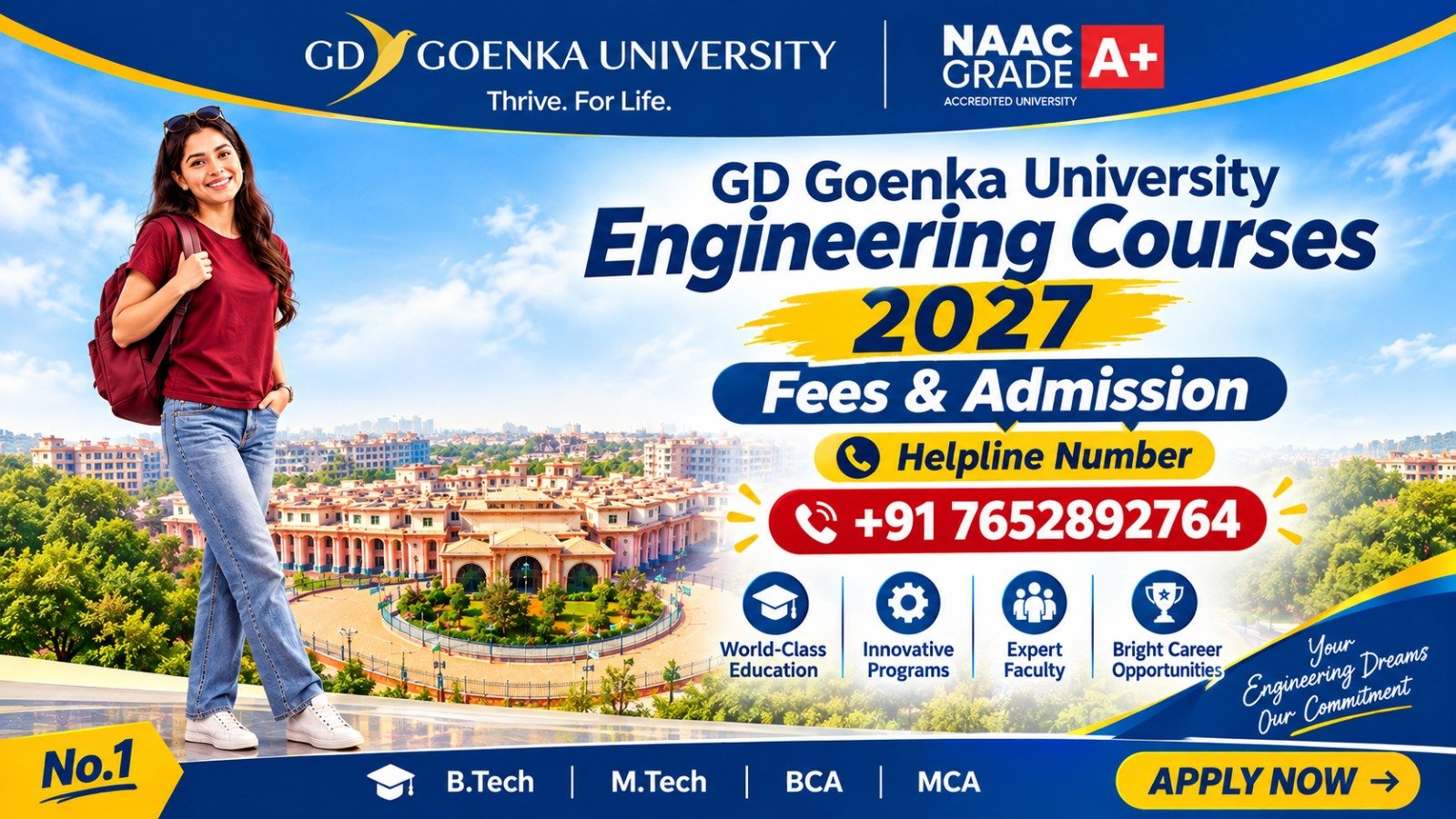 GD Goenka University Engineering Courses 2027: Fees & Admission Helpline Number
