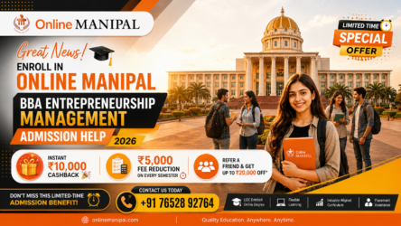 Online Manipal BBA Entrepreneurship Management Admission Help 2026 – Get ₹10,000 Cashback, ₹5,000 Fee Reduction Every Semester & Refer & Earn Up to ₹20,000 OFF