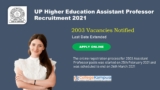 UPHESC Assistant Professor Vacancy 2021 notification: Apply Online For 2003 Vacancies @uphesconline.org